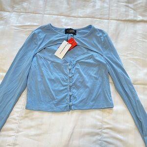 Blue cut out crop top
